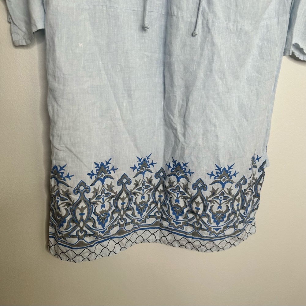 Roberta Roller Rabbit Blue Patterned Linen Tunic … - image 2